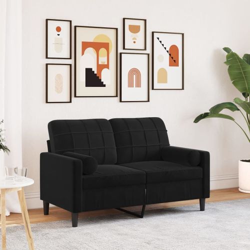 Vidaxl Canapé 2 Places Avec Oreillers Décoratifs Noir 120 Cm Velours