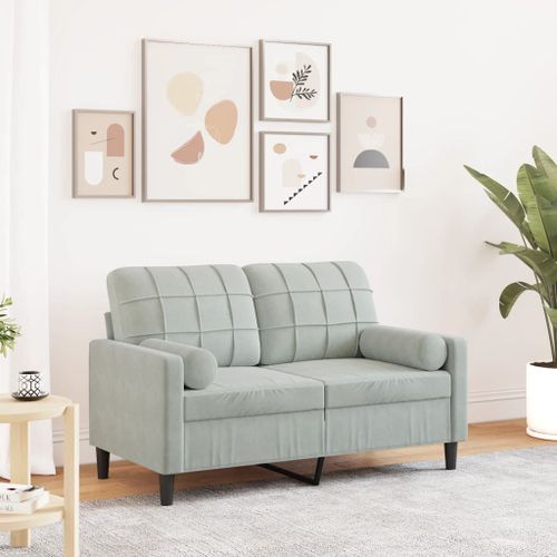 Vidaxl Canapé 2 Places Avec Oreillers Gris Clair 120 Cm Velours