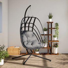 Vidaxl Chaise Suspendue En Forme D'?uf Avec Support Anthracite Acier