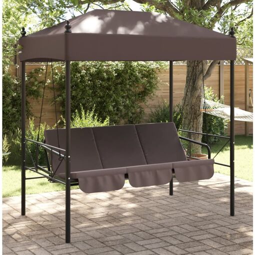 Vidaxl Balancelle De Jardin Avec Auvent Marron Café Acier