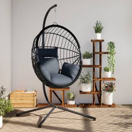 Vidaxl Chaise Suspendue En Forme D'?uf Avec Support Anthracite