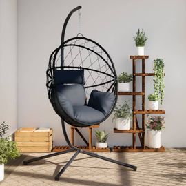 Vidaxl Chaise Suspendue En Forme D'?uf Avec Support Anthracite