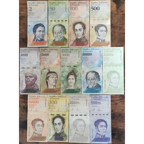 Lot 13 Billets Venezuela De 2 À 500.000 Bolivares