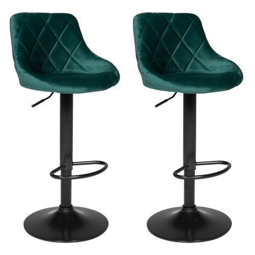Lot De 2 Tabourets De Bar En Velours Vert Robin