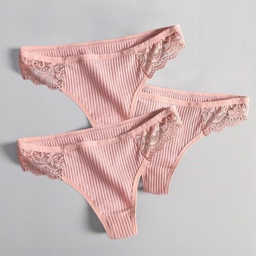 Culotte En Dentelle Grande Taille Pour Femme,String En Coton,Slip Taille Basse,Intimes Doux,Sous-Vêtements Sexy,Lingerie À La Mode,3 Pièces - Type T2s-3fense-3pcs-L 65-80kg