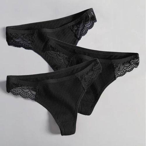 Culotte En Dentelle Grande Taille Pour Femme,String En Coton,Slip Taille Basse,Intimes Doux,Sous-Vêtements Sexy,Lingerie À La Mode,3 Pièces - Type T2s-3heise-3pcs-1xl 80-95kg