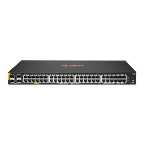 HPE Aruba 6000 48G Class4 PoE 4SFP 370W Switch - Commutateur - Géré - 48 x 10/100/1000 (PoE+) + 4 x Gigabit SFP - flux d'air côte à côte - Montable sur rack - PoE (370 W)