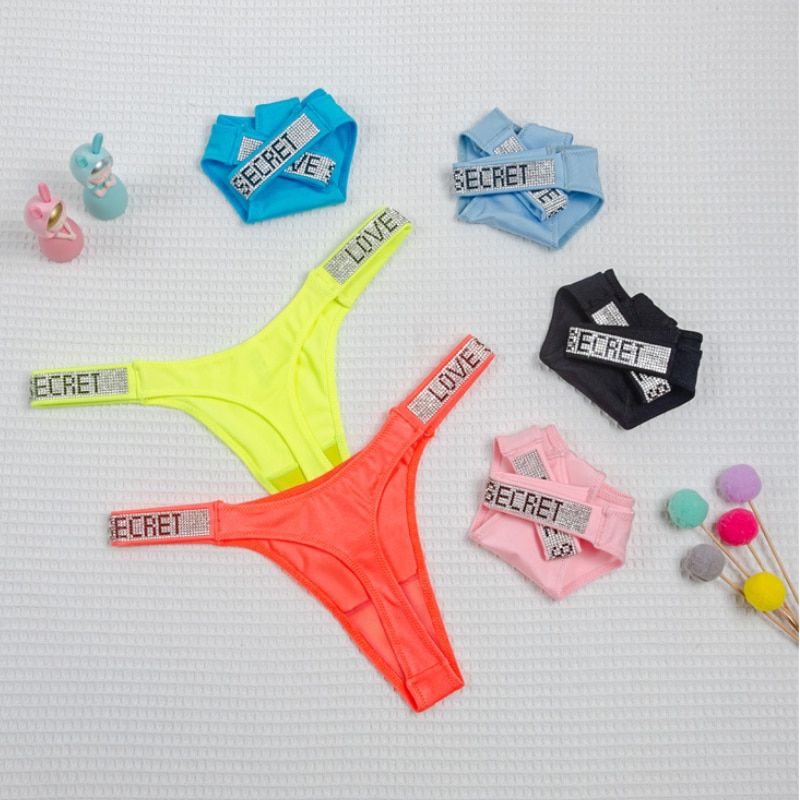 String Taille Basse En Nylon Avec Biscuits Brillants Pour Fe... - 2