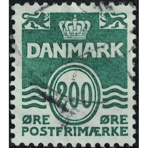 Danemark 1983 Oblitéré Used Lignes Ondulées Couronne Royale Lions Héraldiques 200 Ore Noir Bleu Vert Y&t Dk 782 Su