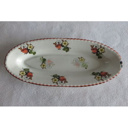 Ancien Petit Plat Long En Tole Émaillée