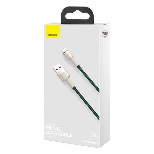 Baseus Lightning Cafule Series Metal Data Cable 2.4a 2m Green (caljk-