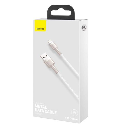 Baseus Lightning Cafule Series Metal Data Cable 2.4a 1m White (caljk-