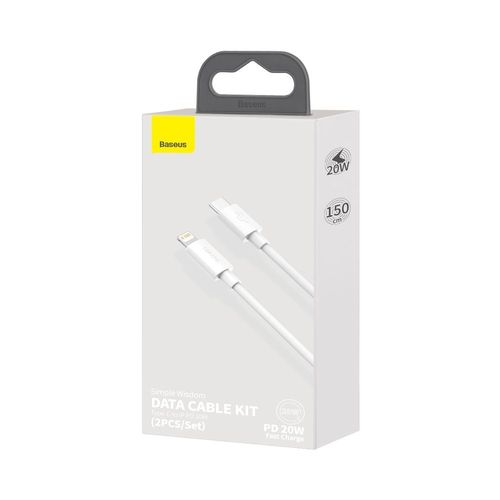 Baseus Lightning Simple Wisdom Cable (2pcs/set) Pd 20w 5a 1.5m White