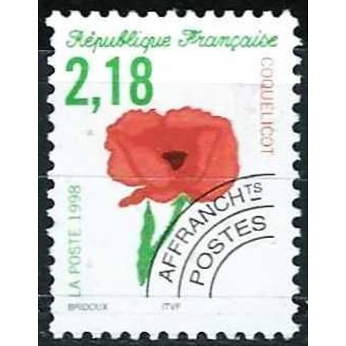 France 1998, Bel Exemplaire Timbre Préoblitéré Yvert 241, Fleurs Sauvages, Le Coquelicot, Utilisé - Sans Gomme, Tbe -
