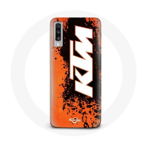 Coque Pour Samsung Galaxy A50 Ktm Logo Blanc Fond Orange