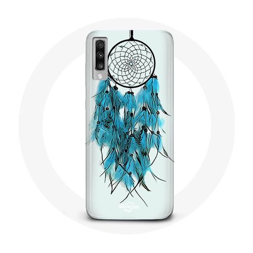 Coque Pour Samsung Galaxy A50 Attrape Rêve Bleu Fond Blanc