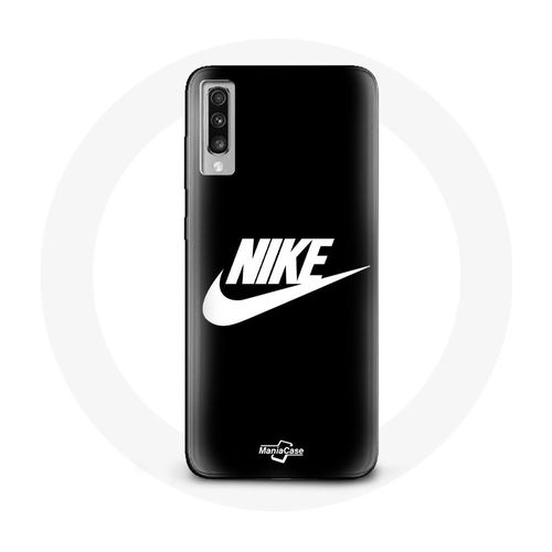 Coque Pour Samsung Galaxy A50 Nike Logo Blanc Fond Noir