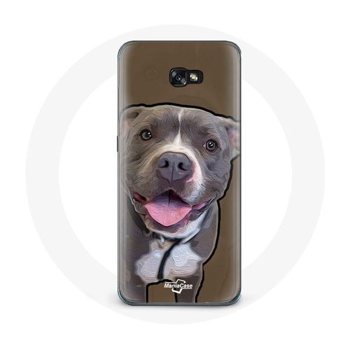 Coque Pour Samsung Galaxy A5 2017 Chien Pitbull Blanc Gris