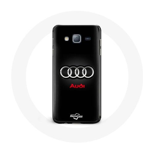 Coque Pour Samsung Galaxy Grand Prime Audi Logo Métal Fond Noir