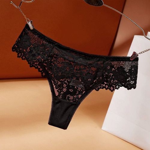 Culotte Sexy En Dentelle Noire Pour Femme,Sous-Vêtements Amples,String G,Lingerie Respirante,Tentation,Broderie Intime - Type Black-Xl