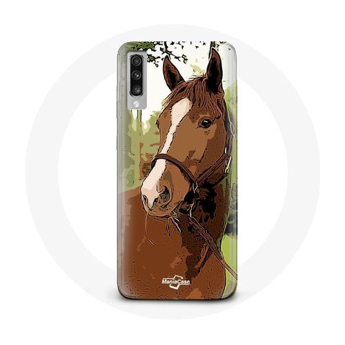 Coque Pour Samsung Galaxy A50 Quarter Horse Marron Race De Cheval