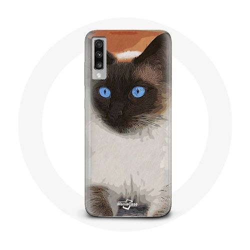 Coque Pour Samsung Galaxy A50 Chat Siamois Noir Et Blanc Yeux Bleus
