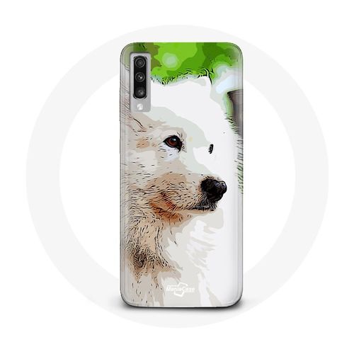 Coque Pour Samsung Galaxy A50 Chien Samoyède Blanc