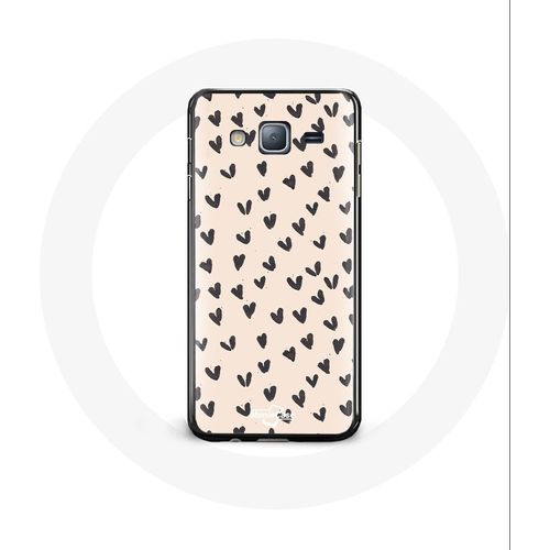 Coque Pour Samsung Galaxy Grand Prime Fond De Texture Abstraite Coeurs Noirs