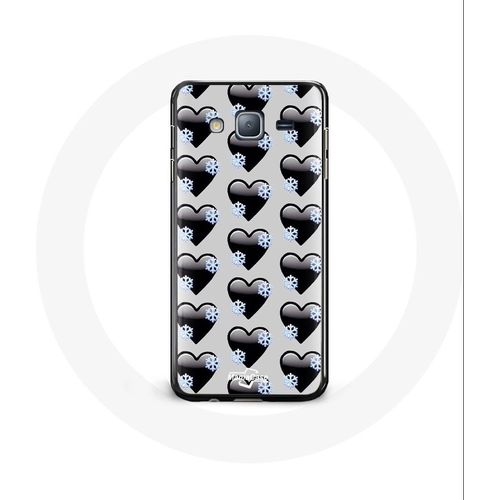 Coque Pour Samsung Galaxy Grand Prime Fond De Coeurs Noirs