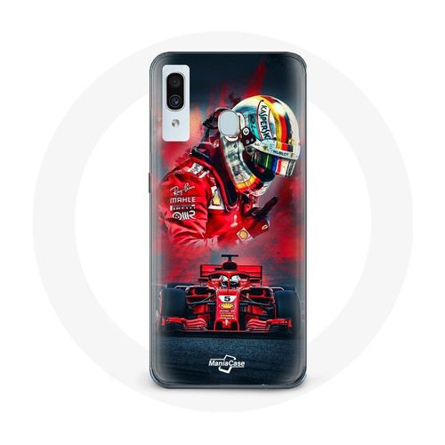 Coque Pour Samsung Galaxy A20 Formule 1 Sebastian Vettel Pilote F1 Rouge