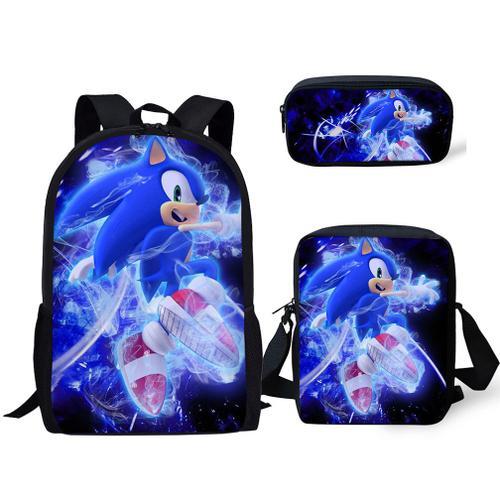 3 pieces/ensemble sac decole Sonic sac a dos etanche a leau Anime sac a dos avec sac a crayons sac de messager