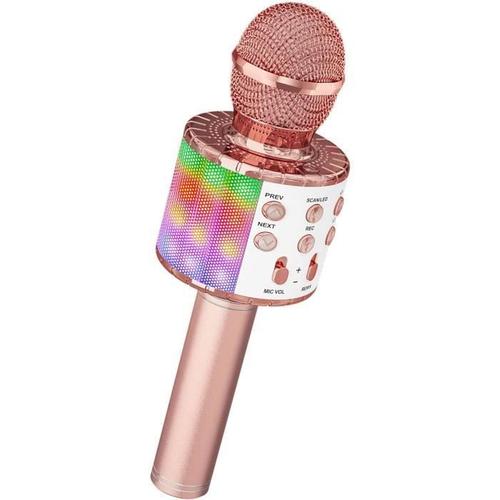 Microphone Sans Fil Karaok?, Ankuka Microphone Bluetooth 4 en 1 Portable  Lecteur Karaok? avec Lumi?res LED de Danse, pour F?te Chant