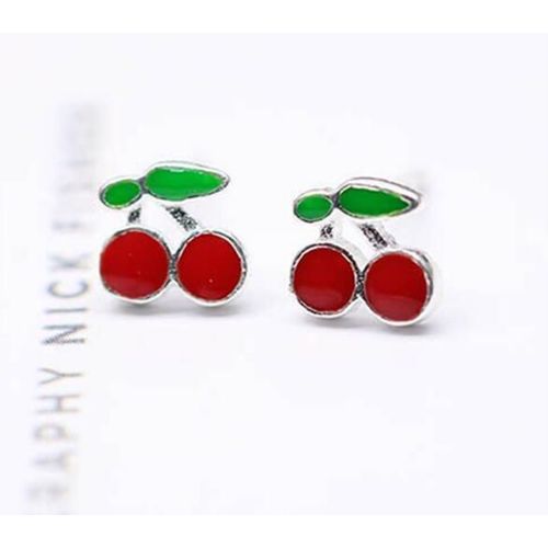Boucles D'oreilles En Forme De Cerise Pour Filles, En Émail, Huile Rouge, Clous D'oreilles Fruits Romantiques, Cadeaux Pour Enfants, Élégants, De Mariage