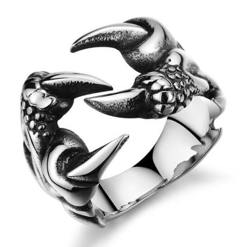 Bague Vintage Noire En Titane Et Acier, Longue Griffe De Dragon Aiguisée Pour Hommes, Garçons, À La Mode, Bijoux Hip Hop, Joli Cadeau