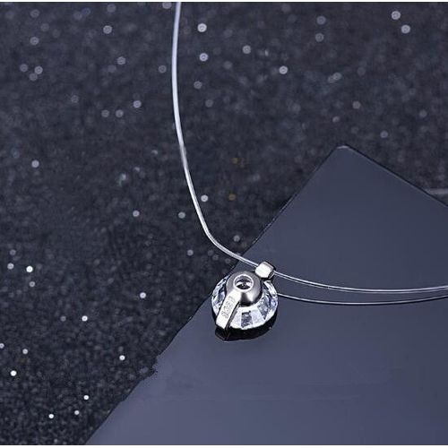 Pendentif Rond En Zircon Cubique Pour Femmes, Collier Ras Du Cou, Transparent, Invisible, Ligne De Pêche, 6mm 8mm, Bijoux Cadeau
