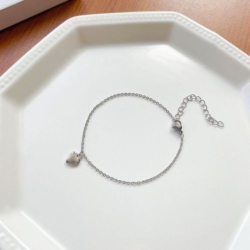 2022 Nouveau Bracelet En Acier Au Titane En Forme De Coeur Simple Femme Couple Versatile A La Mode Bracelet En Argent Net Rouge Bijoux-Sw-S204 Argent