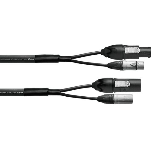 Câble DMX Hybride XLR 3 pts + Powercon True1 1.5m - Cordial ELC CPH1.5-DMX1-PWR1-T1