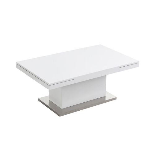 Table Basse Lauria - 2 En 1 - Relevable Et Extensible - Mdf Laqué - Blanc