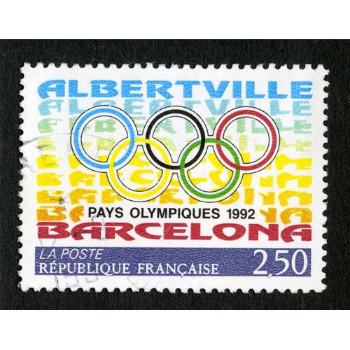 Timbre Oblitéré Pays Olympiques 1992,Albertville Barcelona,République Française,La Poste,2,50
