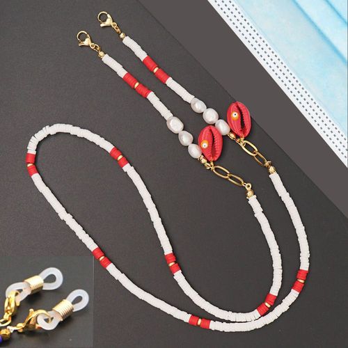 Collier Chaîne Masque Pour Femmes, 1 Pièces, Bijoux De Mode, Masques Boho, Sangle Heishi, Colliers En Argile, Perles, Coquille, Lunettes, Vente En Gros