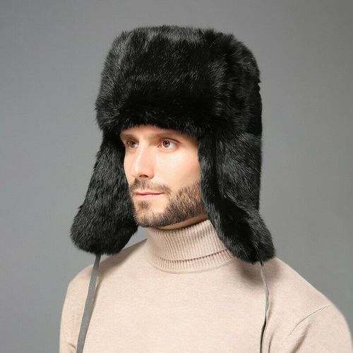 Chapeau De Bombardier En Fausse Fourrure De Lapin Pour Homme, Couvre-Oreilles D'aviateur, Rabats D'hiver, De Luxe, De Styliste, Collection 2021