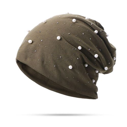 Bonnet En Coton Doux Avec Perles Et Strass Pour Femme Et Fille, Casquette Chaude, Bonnet, Turban, Collection Automne Hiver 2021