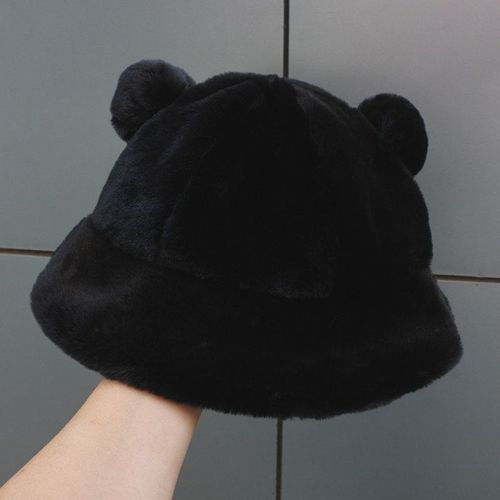 Chapeau De Pêcheur En Peluche Pour Femmes, Mignon, Seau, Léopard, Fourrure, Ours, Boule D'oreille, Doux, Chaud Et Épais, Bassin, Protection, Nouveau