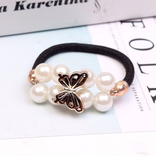 Bandeaux Élastiques Vintage En Perles Pour Filles, Chouchous Avec Corde En Caoutchouc, Accessoires De Coiffure