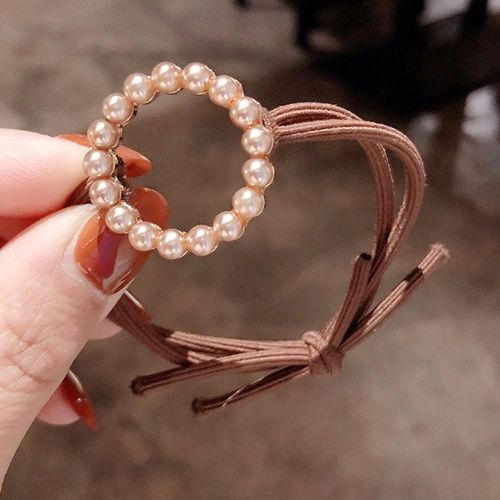 Bandeau Élastique En Perles Pour Filles, 1 Pièce, Porte-Queue De Cheval, Chouchous Vintage, Corde En Caoutchouc, Accessoire De Coiffure
