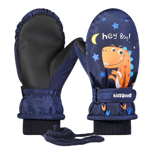 Gants De Ski Chauds D'hiver Pour Garçons, 1 Paire, Doigts Complets, Coupe-Vent, Épais, Imperméables, Mignons, Dessin Animé, Nouveau