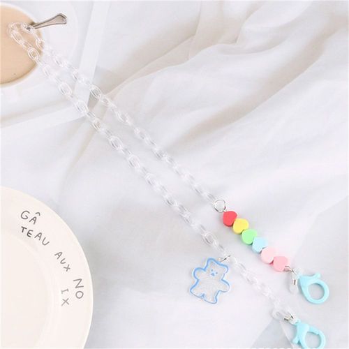 Porte-Lanière Pour Masque Facial En Acrylique, 1 Pièce, Petit Ours, Lunettes Anti-Perte, Chaîne Perles En Forme De C¿Ur, Sangle De Cou Pour Femmes, 2021
