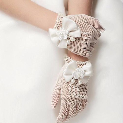 Gants En Résille En Dentelle Artificielle Pour Filles, 1 Paire, Accessoires De Fête De Mariée, Gants En Dentelle Formels Pour Filles Mignonnes