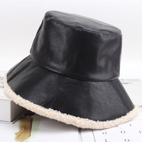 Chapeau En Cuir Pu Imperméable Pour Femme Et Homme, Bob Chaud De Couleur Unie, Casquette De Pêcheur De Styliste De Mode, Streetwear, 2021