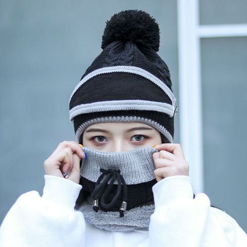 Ensemble Bonnet, Écharpe Et Masque Facial Pour Femme, Chapeau Tricoté, Chaud, Skullies, Nouvelle Collection Hiver 2021